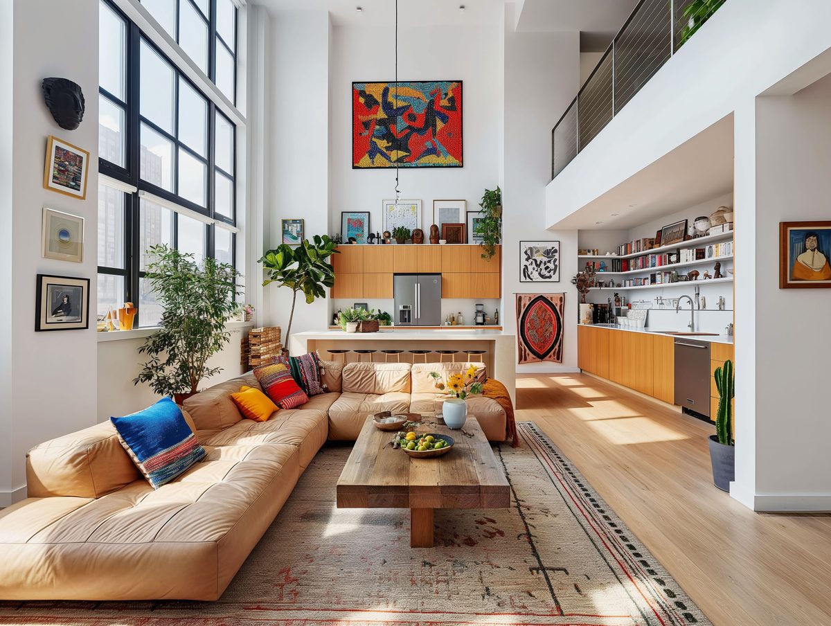 Salon d'appartement rénové